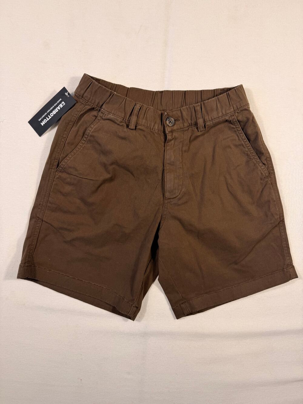 Bearbottom Stretch Shorts Brown Elastic Waist 7" Inseam Men's S NWT